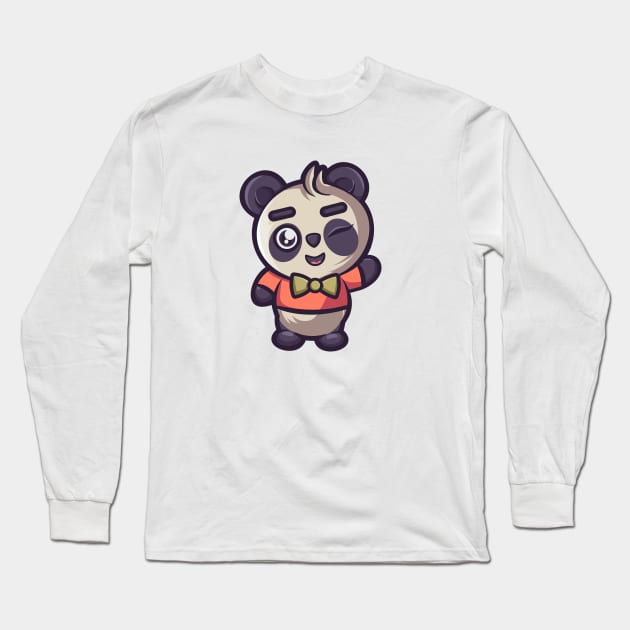 Hello Little Panda Long Sleeve T-Shirt by onama.std